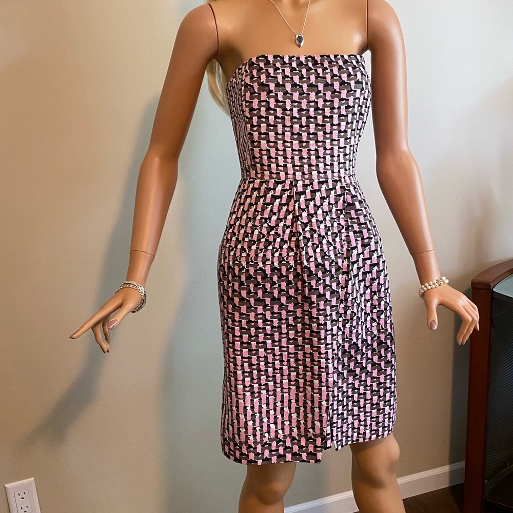 Banana Republic Pink and Black Strapless Dress
